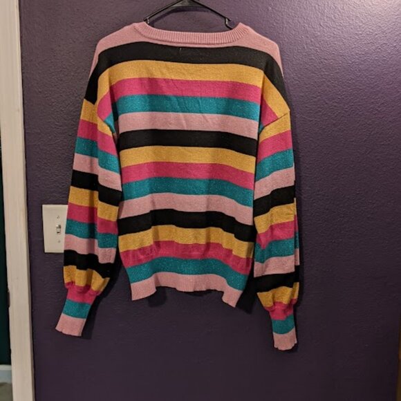 Sparkle Striped "Nine West" Sweater Size XL - Picture 3 of 11